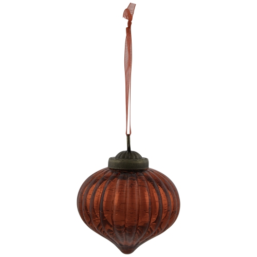 3" Red Crackle Glass Onion Christmas Ornament