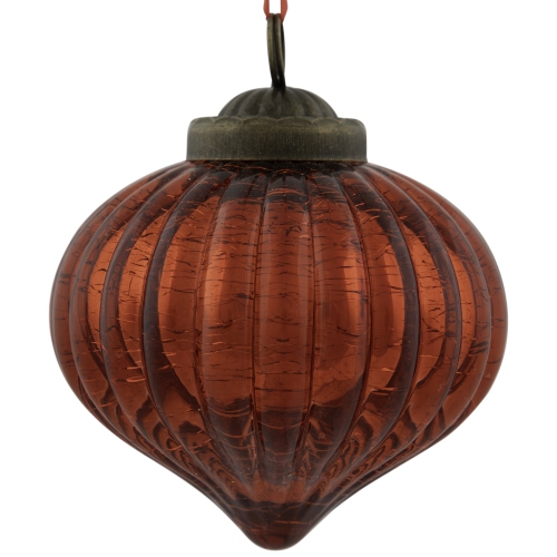 3" Red Crackle Glass Onion Christmas Ornament