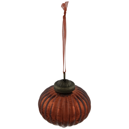 3" Red Crackle Glass Onion Christmas Ornament