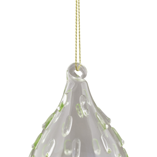 Transparent Iridescent Glass Teardrop Finial Christmas Ornament - 5" - Green