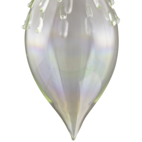 Transparent Iridescent Glass Teardrop Finial Christmas Ornament - 5" - Green