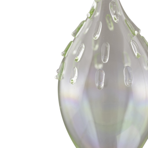 Transparent Iridescent Glass Teardrop Finial Christmas Ornament - 5" - Green