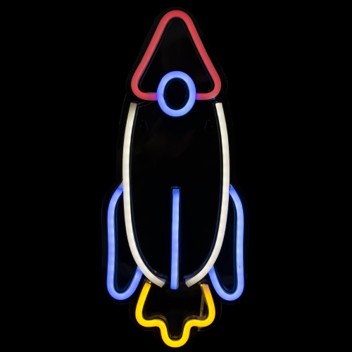 NORTHLIGHT  16.25" Led Neon Rocketship Wall Sign