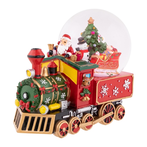 NORTHLIGHT  Santa Driving The Train Musical Christmas Snow Globe - 8.25"