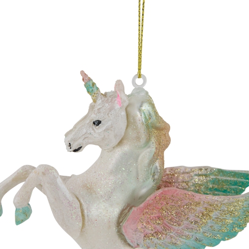 5.25" White Unicorn Glass Christmas Ornament
