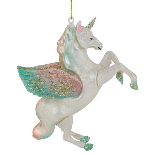 5.25" White Unicorn Glass Christmas Ornament