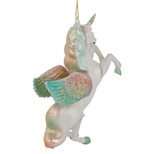 5.25" White Unicorn Glass Christmas Ornament