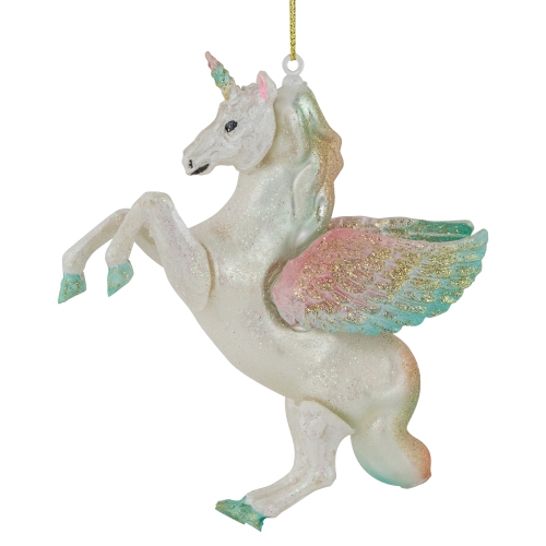 5.25" White Unicorn Glass Christmas Ornament