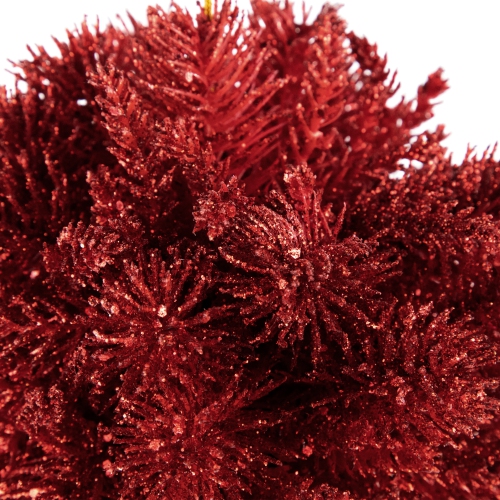 Glitter Pine Christmas Ball Ornament - Red - 6"