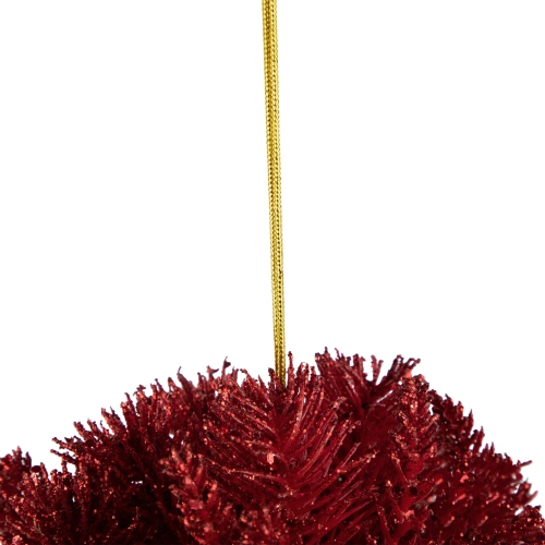 Glitter Pine Christmas Ball Ornament - Red - 6"