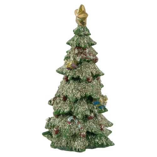 Glittered Christmas Tree with Presents, Berries and Bows Decoration - 6.75"
