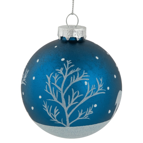 Glitter Reindeer Glass Ball Christmas Ornaments - 3" - Blue - 4ct