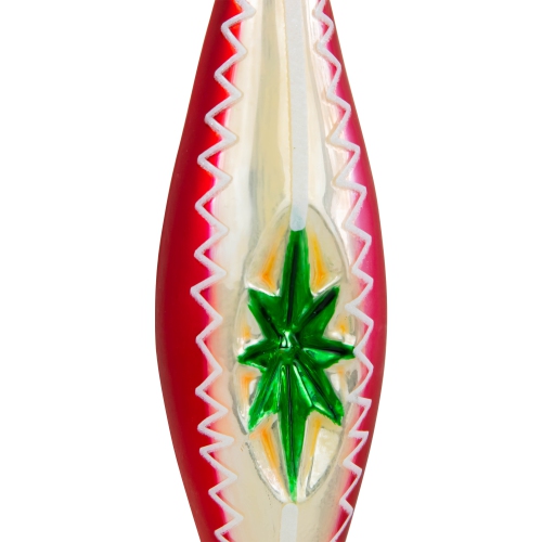 6.75" Red and White Retro Reflector Finial Glass Christmas Ornament
