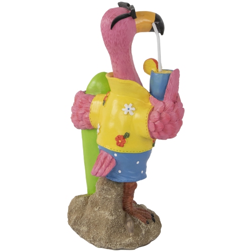 11.5" Tropical Pink Flamingo Outdoor Garden Statue