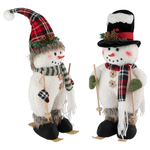 Winter Skiing Snowmen Christmas Figures - 15" - Set of 2