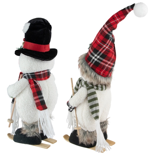 Winter Skiing Snowmen Christmas Figures - 15" - Set of 2