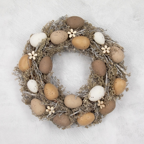 12" Natural Earth Speckled Egg Easter Twig Wreath
