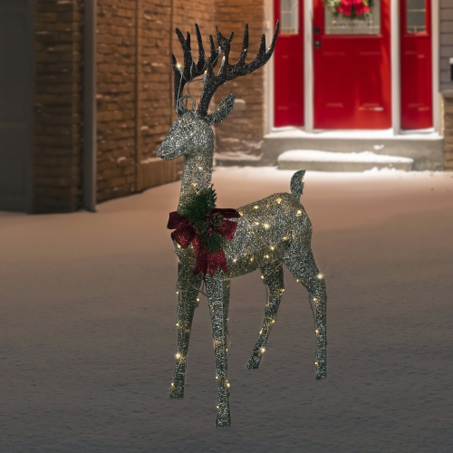 48" Pre-Lit LED Champagne Deer Outdoor Christmas Decoration
