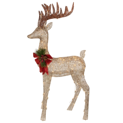 48" Pre-Lit LED Champagne Deer Outdoor Christmas Decoration