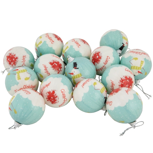 Snowmen Decoupage Christmas Ball Ornaments - 2.25" - 14ct
