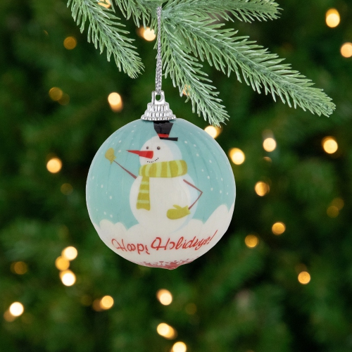 Snowmen Decoupage Christmas Ball Ornaments - 2.25" - 14ct