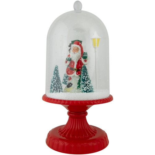 NORTHLIGHT  Led Lighted Snowing Musical Santa Under Cloche Christmas Decoration - 13.5"