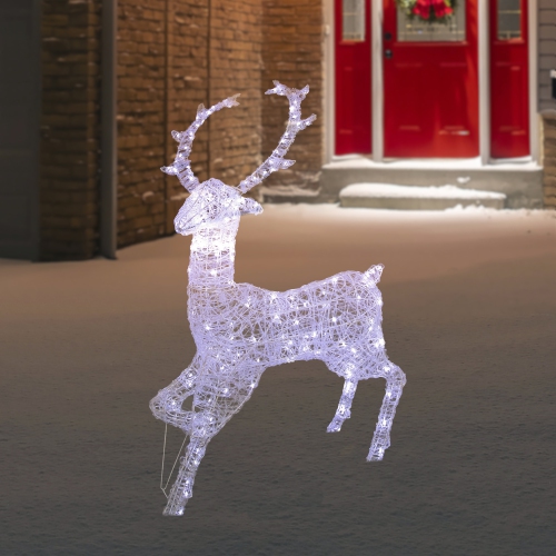 Commercial Grade Acrylic Reindeer Outdoor Christmas Decoration - 46.5" - Pure White LED
