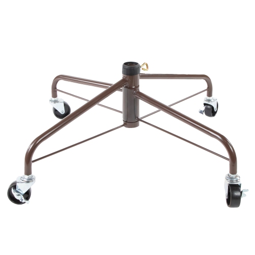 24" Brown Metal Rolling Artificial Christmas Tree Stand, For 6' - 9' Trees