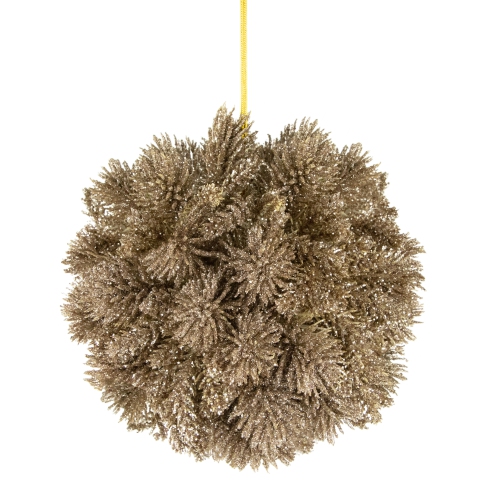 Glitter Pine Christmas Ball Ornament - 6" - Gold