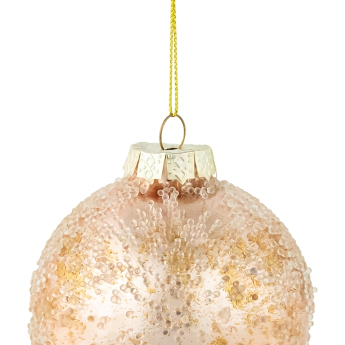 Frosted Fused Glass Christmas Ball Ornament - 3.25" - Rose Gold
