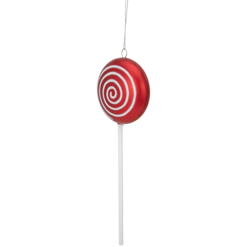 10" Red Candy Lollipop with Iridescent Glitter Swirl Shatterproof Christmas Ornament