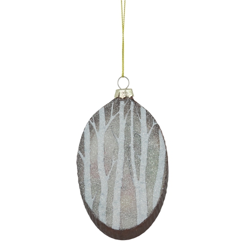 Cardinal Glass Plate with Tree Bark Designed Christmas Ornament - 6" - Brown