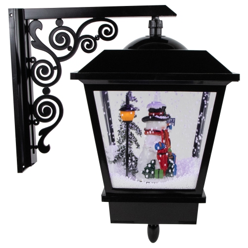 NORTHLIGHT  17.75" Lighted And Musical Wall Mounted Snowing Christmas Street Lamp