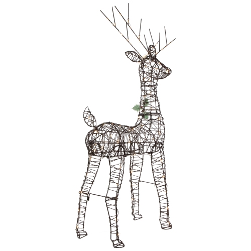 45.5" LED Lighted Rattan Deer Outdoor Christmas Decoration