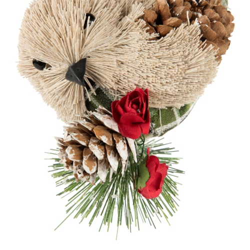 Oiseau orienté vers la gauche avec décoration de Noël pomme de pin – 6,75 po