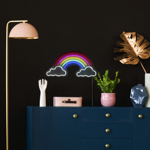 15.75" LED NEON Rainbow and Clouds Wall Sign