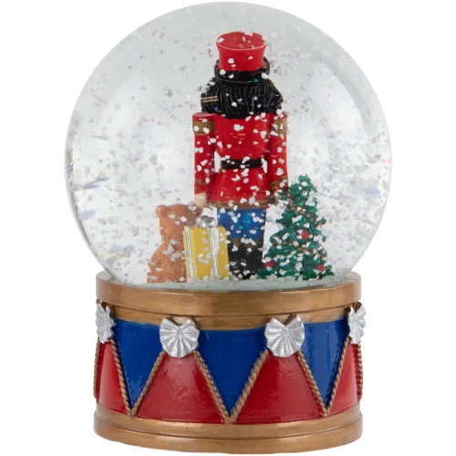 6" Nutcracker with Teddy Bear Musical Christmas Snow Globe