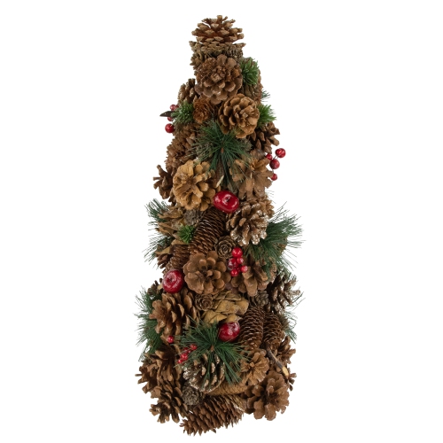 NORTHLIGHT  Pine Cone, Pine Needle And Berries Christmas Tree Decoration - 19"