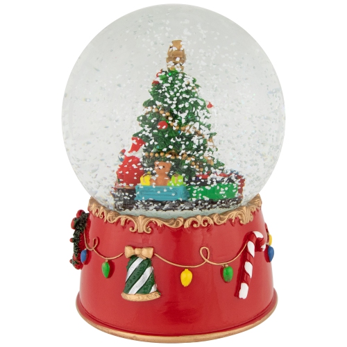 Train and Christmas Tree Village Musical Snow Globe - 8"