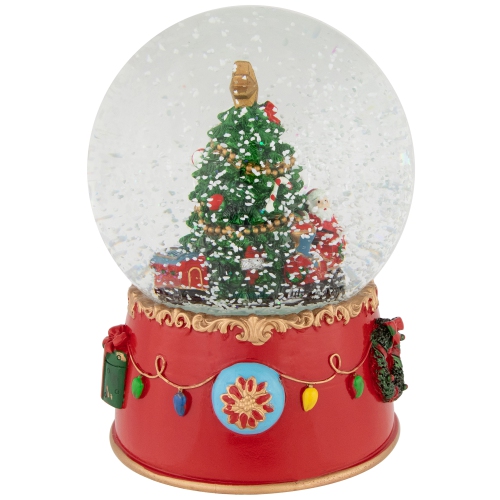 Train and Christmas Tree Village Musical Snow Globe - 8"