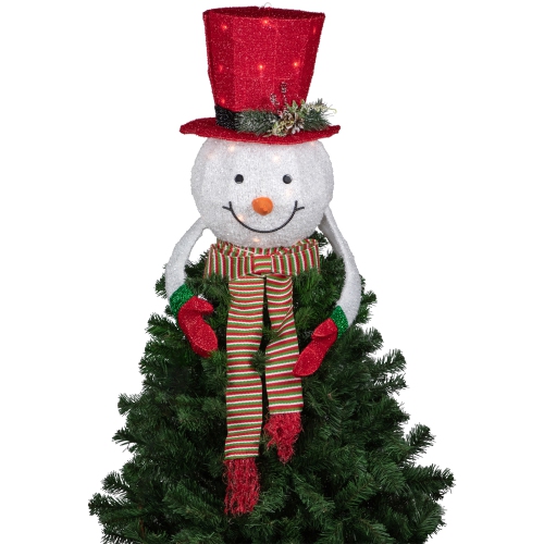 21.5" Lighted Snowman with Red Top Hat Christmas Tree Topper