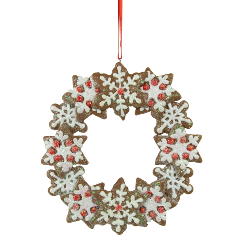 NORTHLIGHT  4.5" Gingerbread Snowflake Wreath Christmas Ornament
