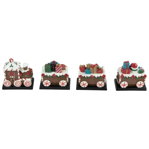 Set of 4 Gingerbread Train Christmas Stocking Holders 4.75"
