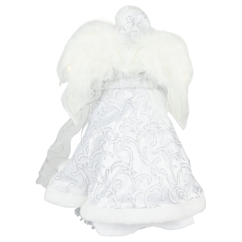 14" White Angel with Lighted Wings Christmas Tree Topper