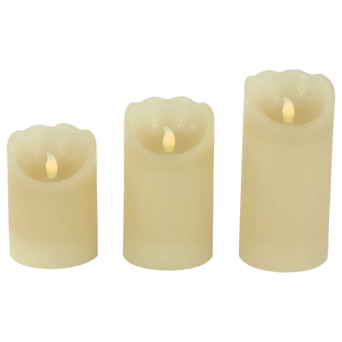Bougies piliers sans flamme à DEL, 6 po, crème, ensemble de 3