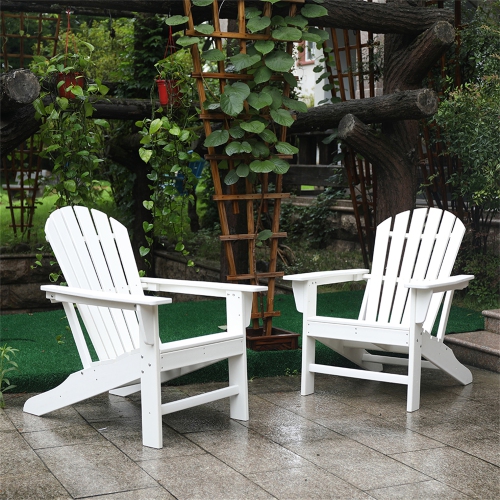 Chaise Adirondack en plastique recyclé résistant aux intempéries, blanc