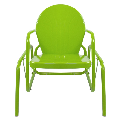Outdoor Retro Metal Tulip Glider Patio Chair, Lime Green