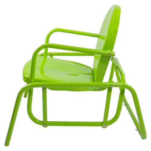 Outdoor Retro Metal Tulip Glider Patio Chair, Lime Green