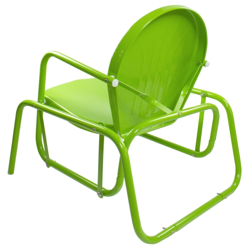 Outdoor Retro Metal Tulip Glider Patio Chair, Lime Green
