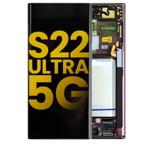 Replacement OLED Assembly With Frame Compatible For Samsung Galaxy S22 Ultra 5G (Burgundy) by ESOURCE PARTS - Refurbished condition - Image 3